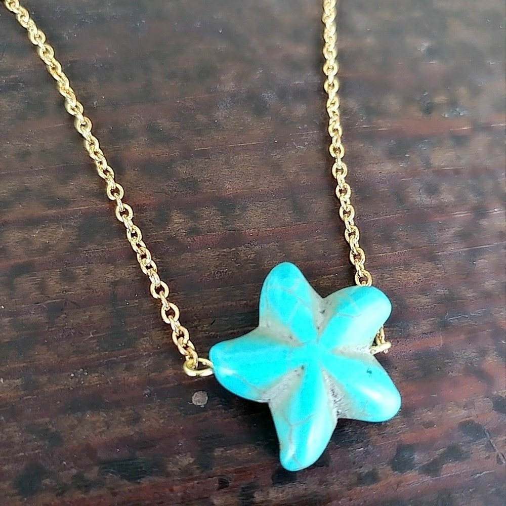 Dainty 14k gold plated and turquoise necklace